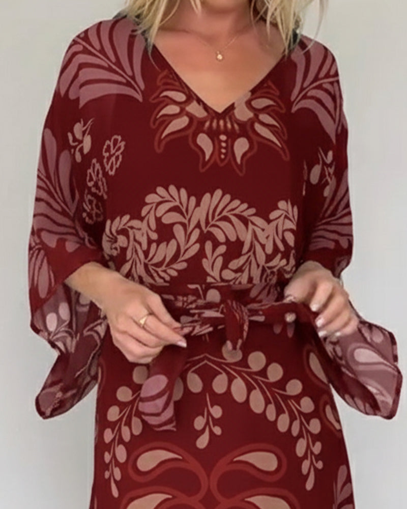 Bohemian V-Neck Loose Dress