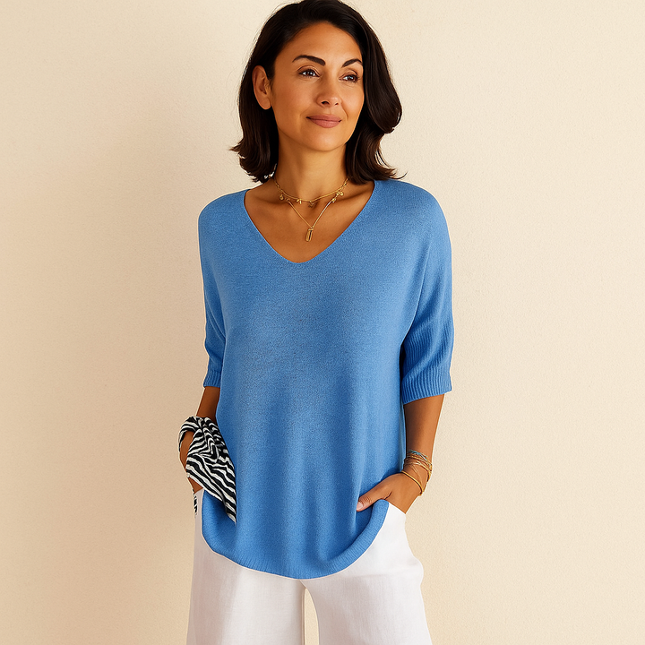 Celine™ | Classic V-Neck Knit Blouse