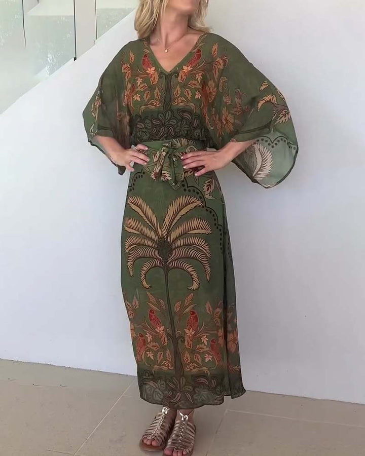 Resort V-Neck Printed Dress