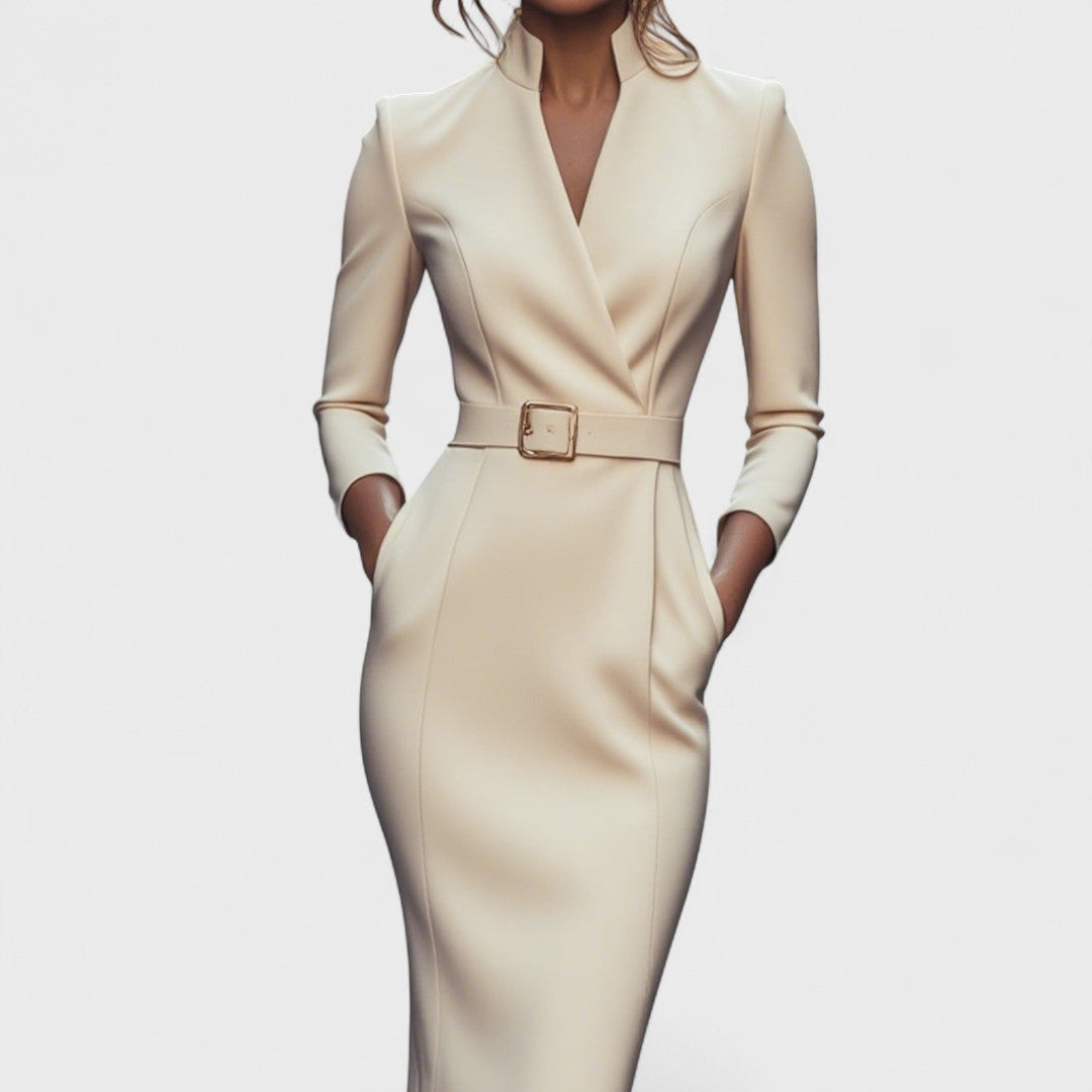 Mandarin™ | Luxurious Black Belted Dress