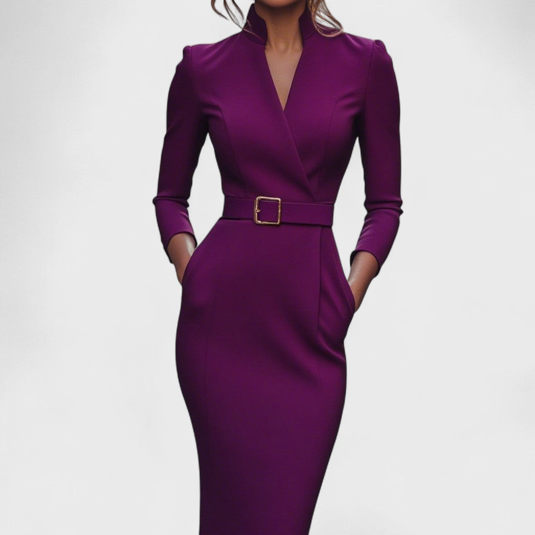 Mandarin™ | Luxurious Black Belted Dress