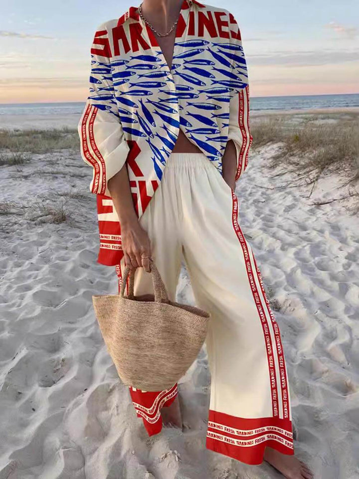 Olivara™ | Casual Print Oversized Shirt & Pants Set