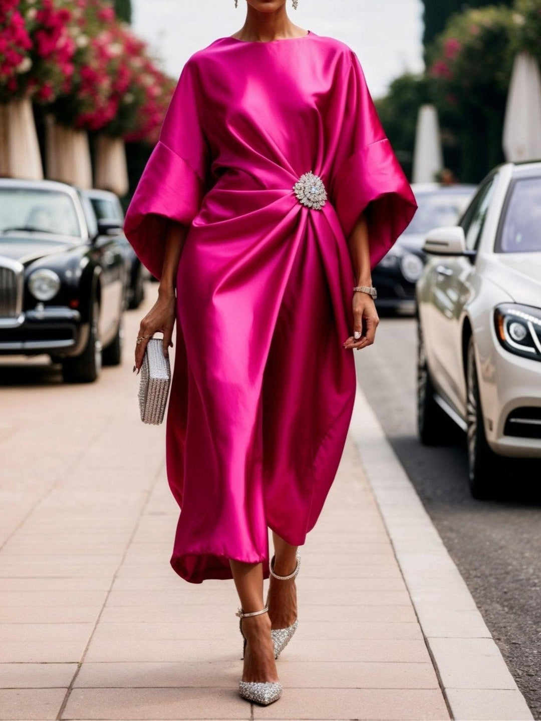 Luxe Shimmer Satin Long Dress