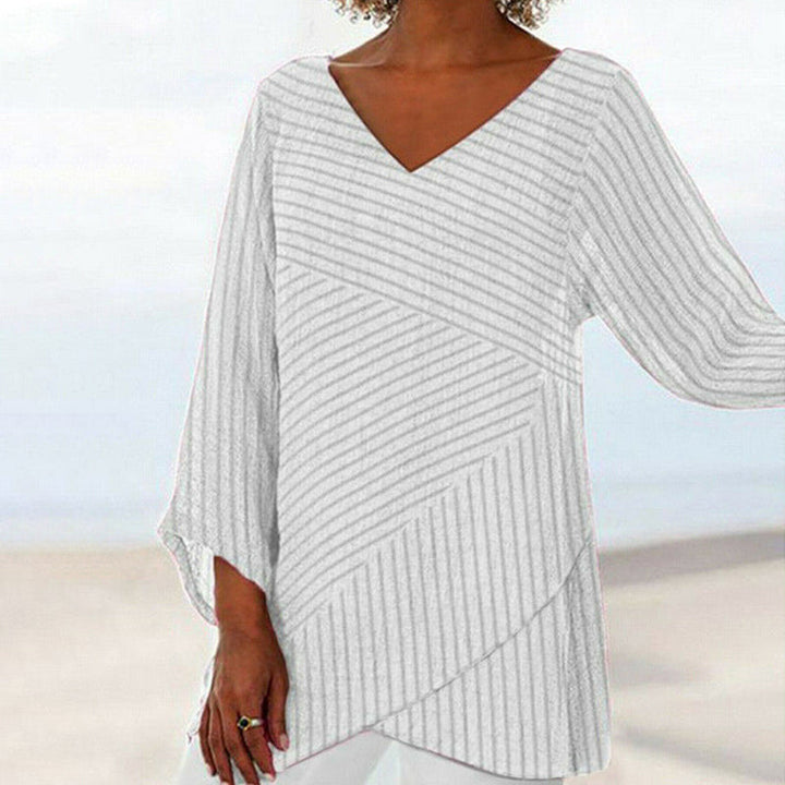 Araceli - Vintage Crossed Stripes Long Sleeve Top