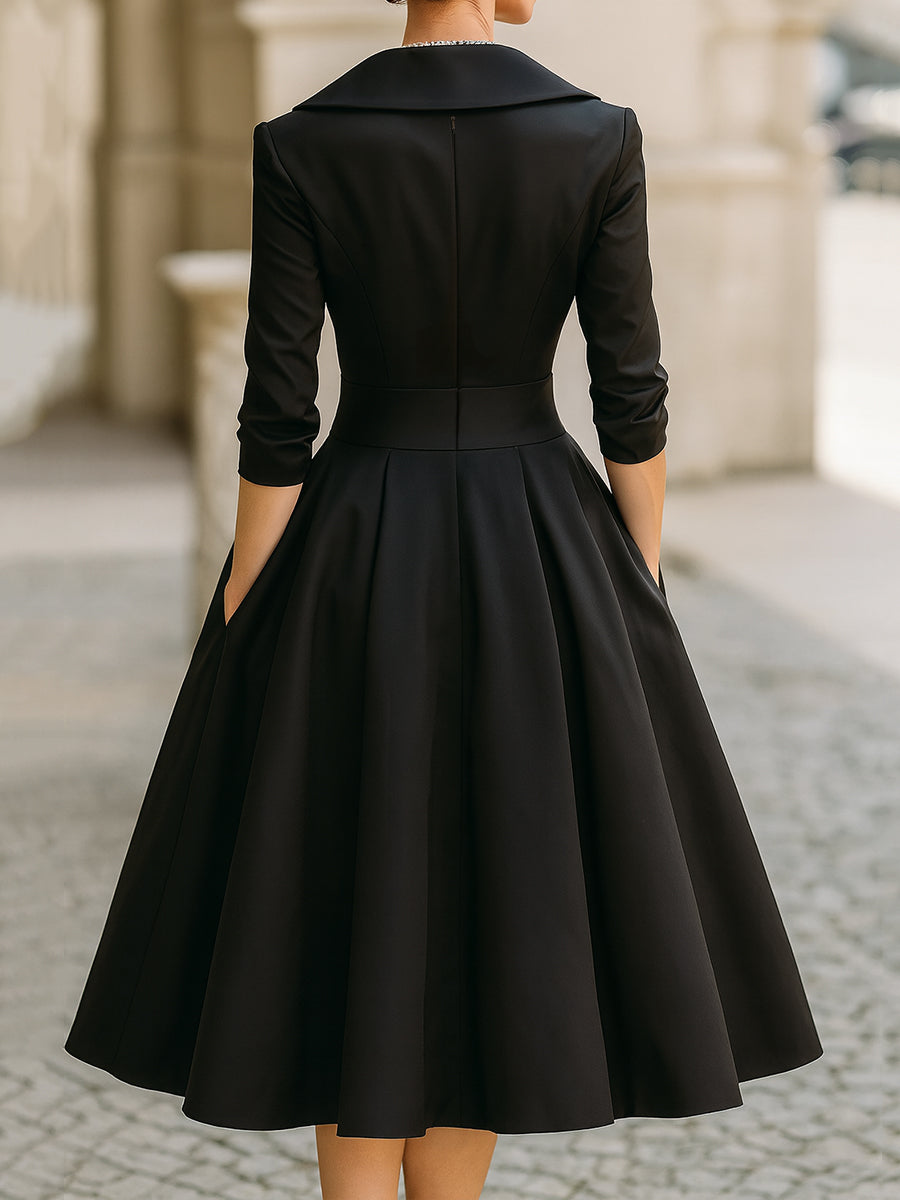 Linae™ | Elegant Satin Midi Dress