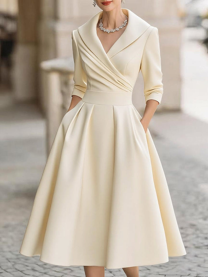 Linae™ | Elegant Satin Midi Dress