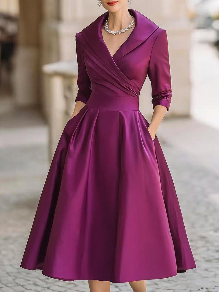 Linae™ | Elegant Satin Midi Dress