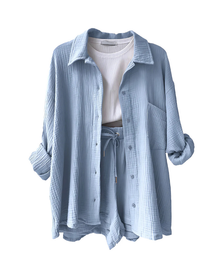 VERA™ – Modern Button-Up Shorts Set