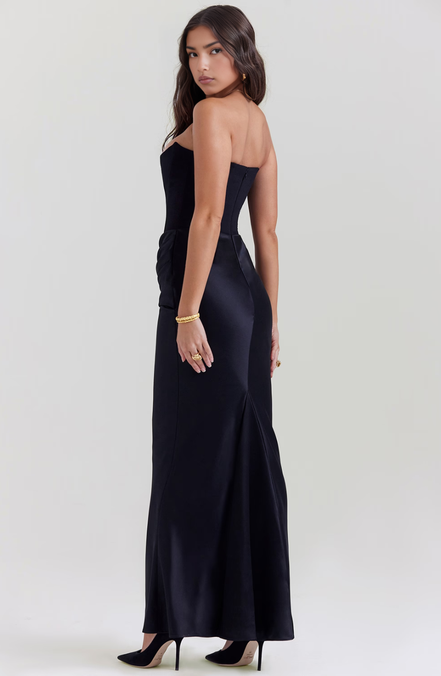 Hera - Elegant Retro Solid Color Strapless Party Dress
