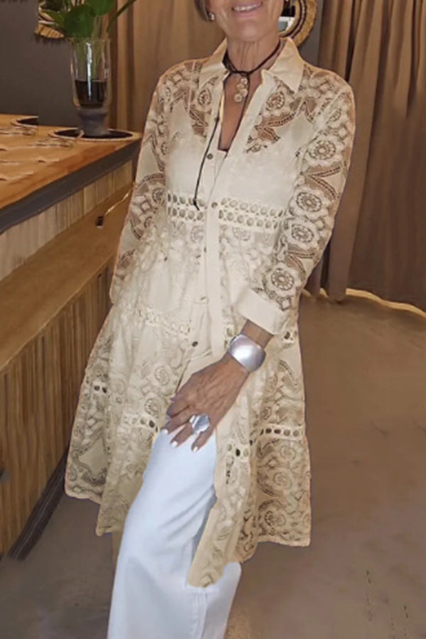 Nerina™ | Stylish Lace Button Shirt
