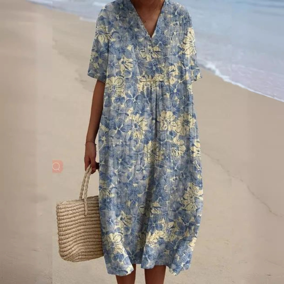 Zara™ - Cheerful Floral Dress With Tummy Coverage
