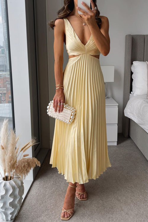 Sarai - Trendy V-Neck Solid Color Maxi Dress
