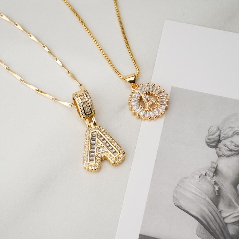AISHA™ - Elegant 2-Pack Initial Letter Pendant Necklaces