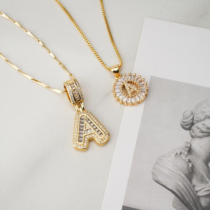 AISHA™ - Elegant 2-Pack Initial Letter Pendant Necklaces