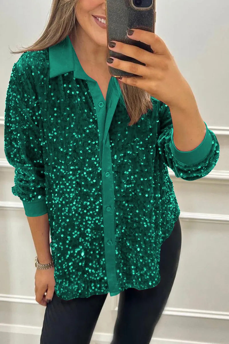 Ciara™ | Shimmer Sequin Shirt