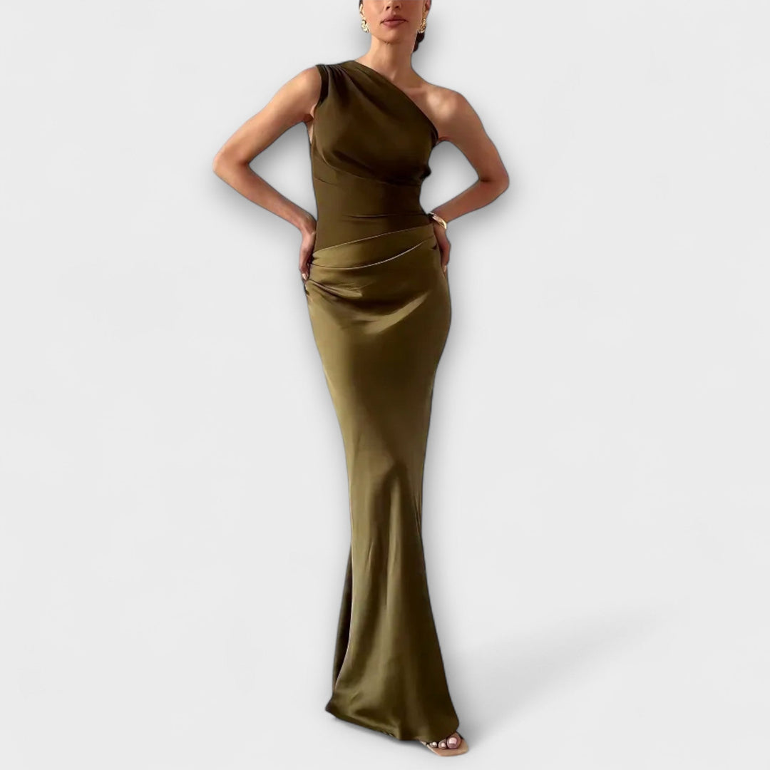 Aveline™ | One-Shoulder Pleated Maxi Dress