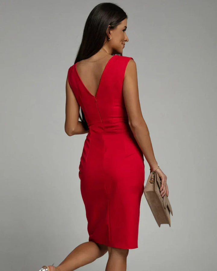 Fresia™ | Graceful V-Neck Slit Dress
