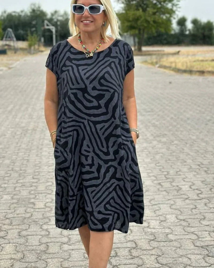 Nelia | Summer Dress with Round Neck and Beautiful Print