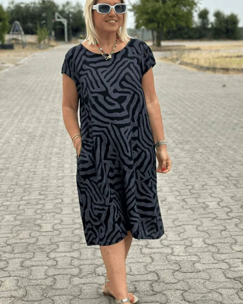 Nelia | Summer Dress with Round Neck and Beautiful Print