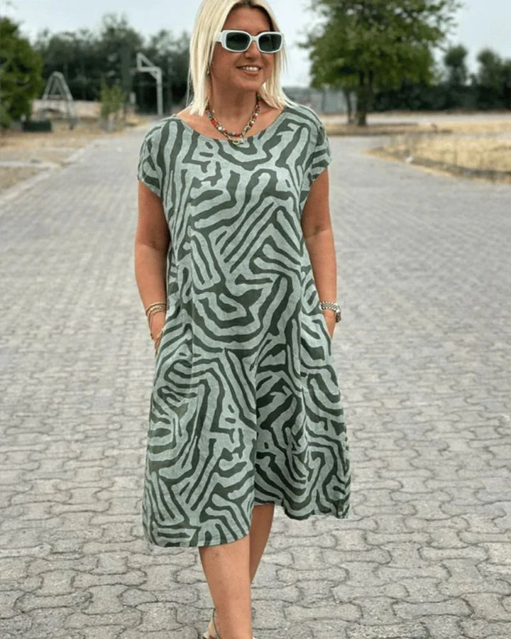 Nelia | Summer Dress with Round Neck and Beautiful Print