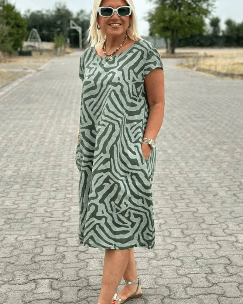 Nelia | Summer Dress with Round Neck and Beautiful Print