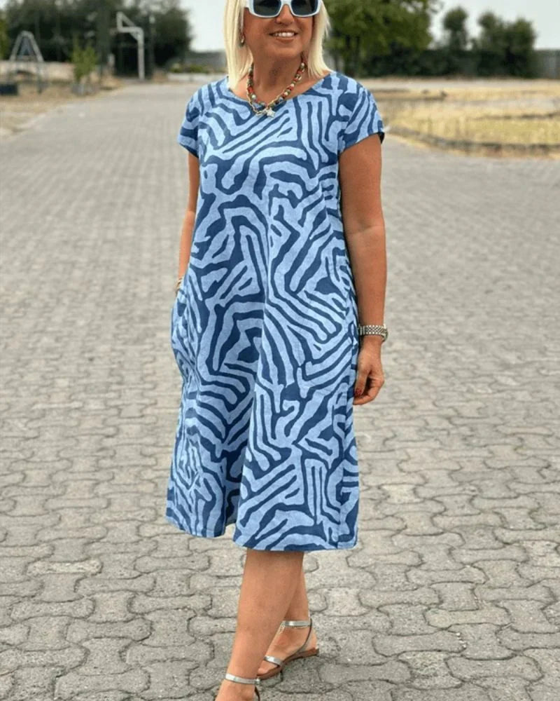 Nelia | Summer Dress with Round Neck and Beautiful Print