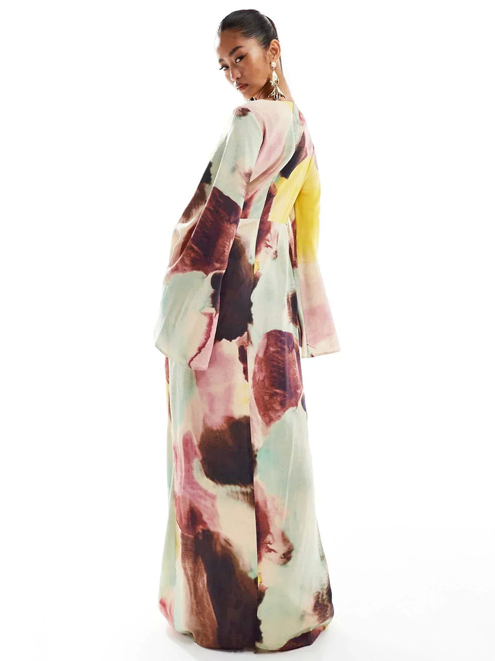 Corenne™ | Abstract Watercolor Maxi Dress