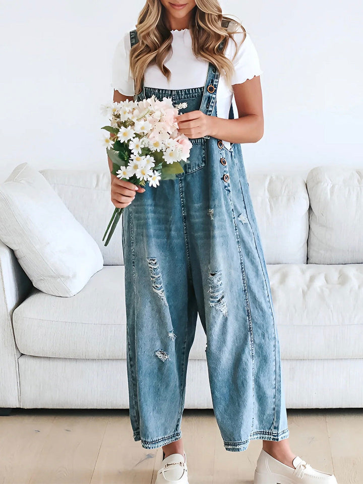 Thessaly™ | Distressed Denim Overalls