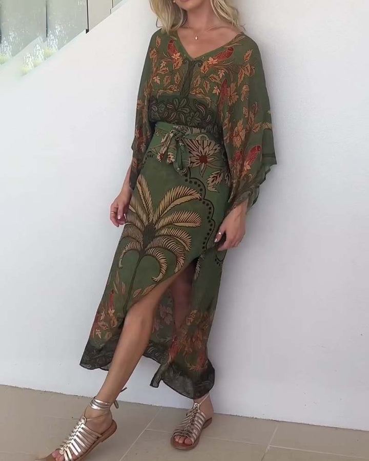 Resort V-Neck Printed Dress