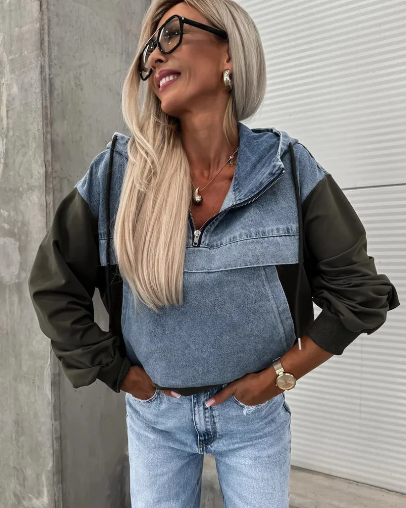 VIRELA - JEANS SWEATER WITH HOODIE