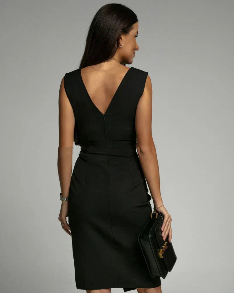 Fresia™ | Graceful V-Neck Slit Dress