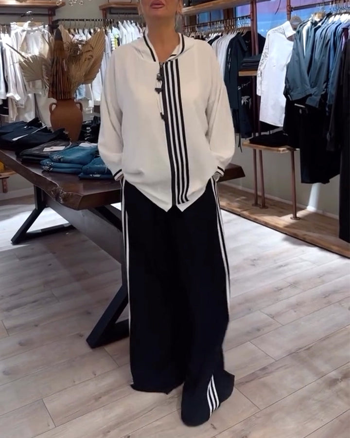 Two Piece Hooded Striped Set