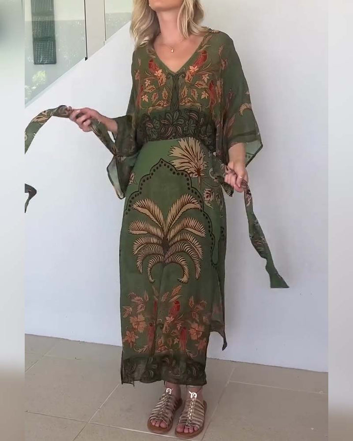 Resort V-Neck Printed Dress