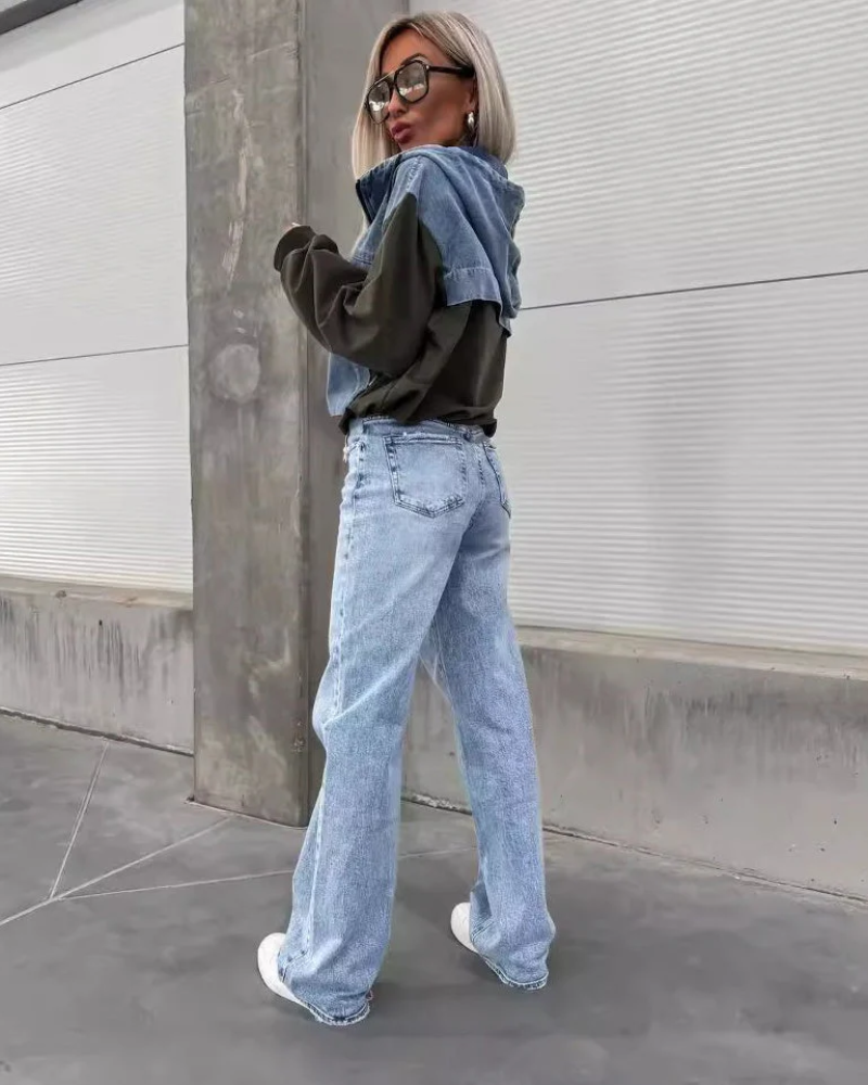 VIRELA - JEANS SWEATER WITH HOODIE