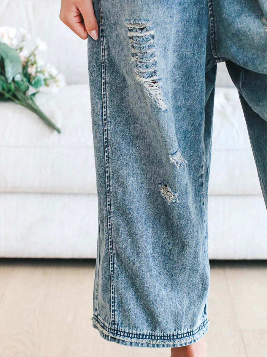 Thessaly™ | Distressed Denim Overalls