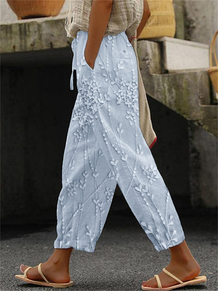 Anouk - Loose Fit Printed Cotton Linen Pants