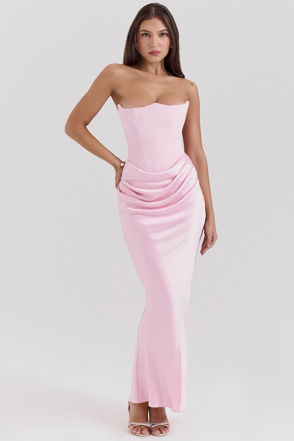 Hera - Elegant Retro Solid Color Strapless Party Dress