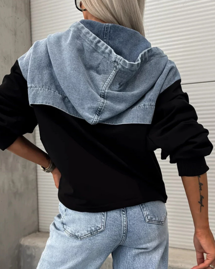VIRELA - JEANS SWEATER WITH HOODIE