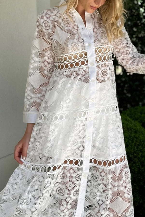 Nerina™ | Stylish Lace Button Shirt