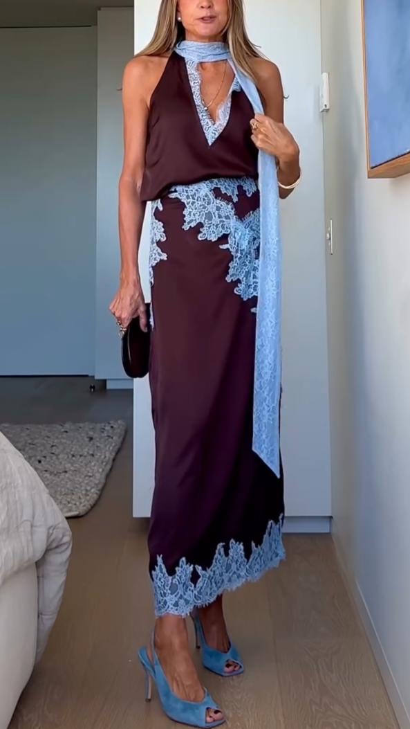 Marisse™ | Elegant Lace Panel Top & Skirt Set