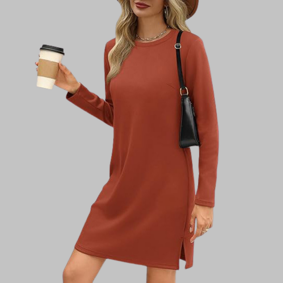 Tavira™ | Casual Long Sleeve Round Neck Mini Dress