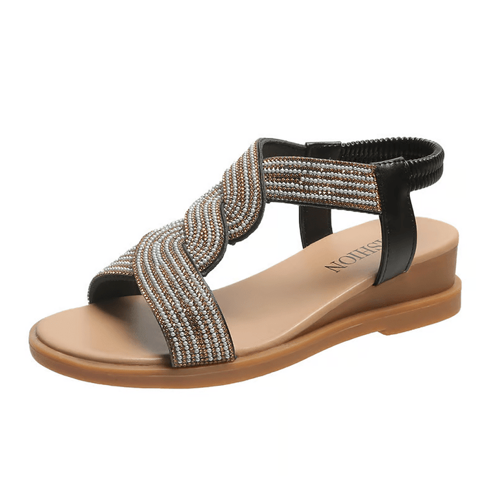 Luna Rhinestone Wedge Fashion Sandals