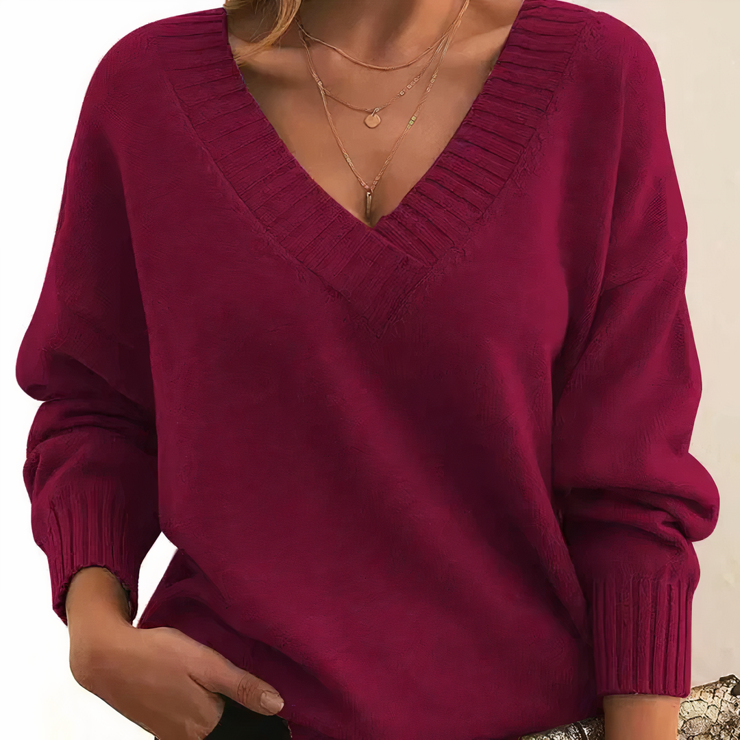 Aria | Chic Deep V-Neck Relaxed Fit Sweater