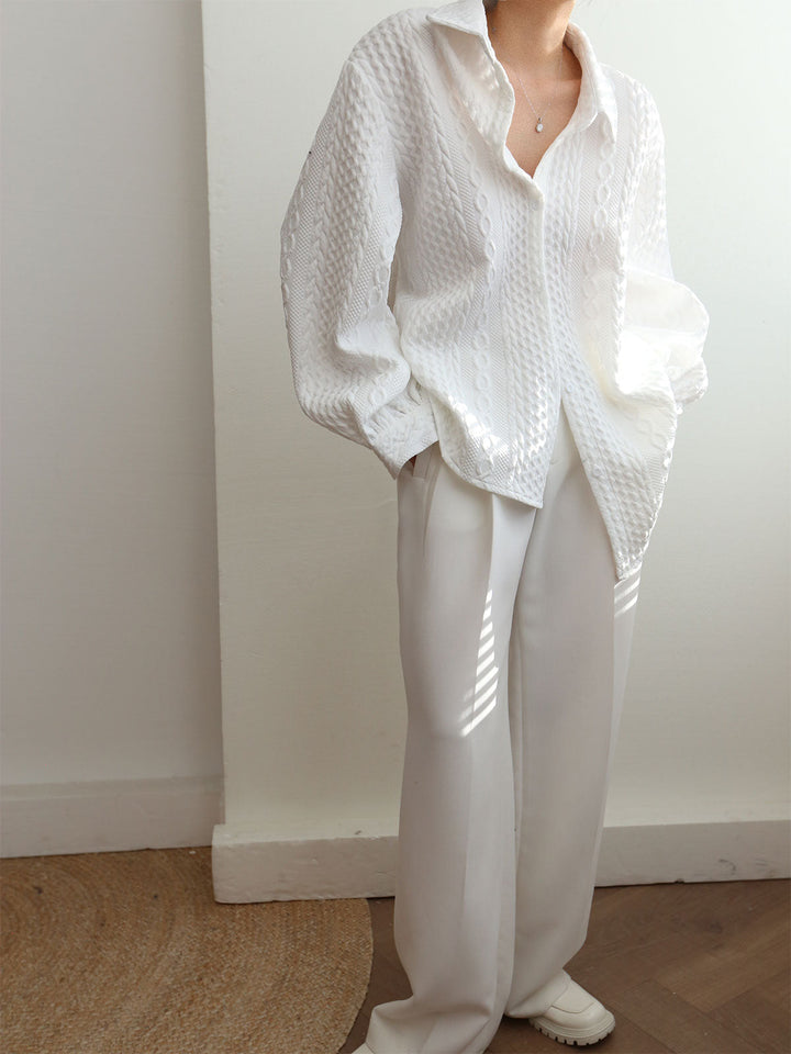 Lavine - Cable Knit Oversized Shirt