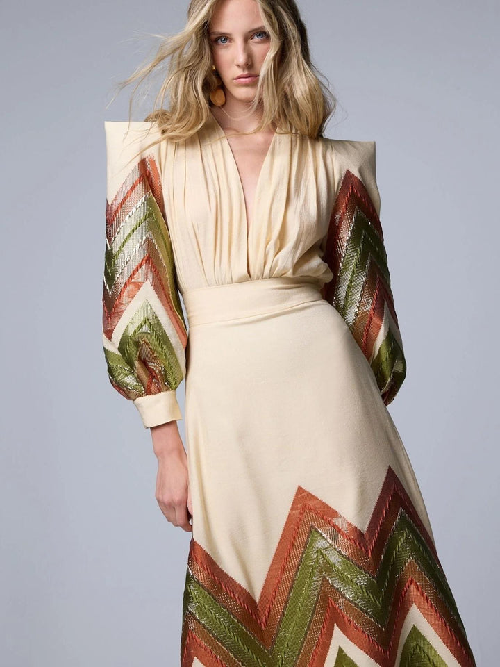 Selvaya™ | Puff Sleeves Bodysuit & Midi Skirt Set