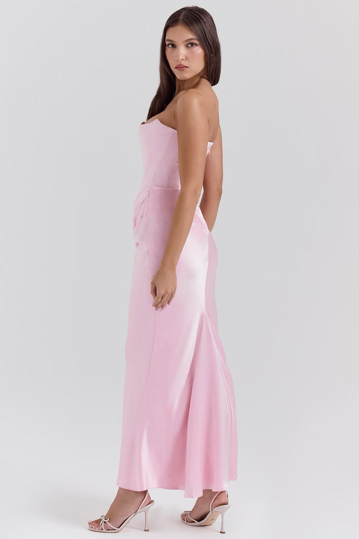Hera - Elegant Retro Solid Color Strapless Party Dress
