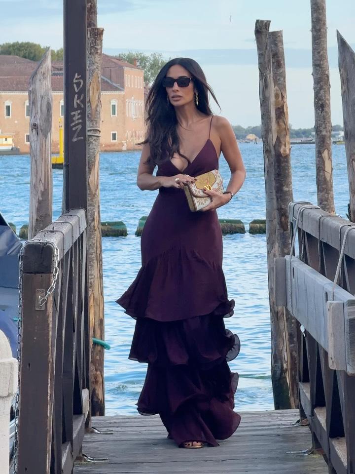 Esmira™ | Elegant Burgundy Tiered Maxi Dress