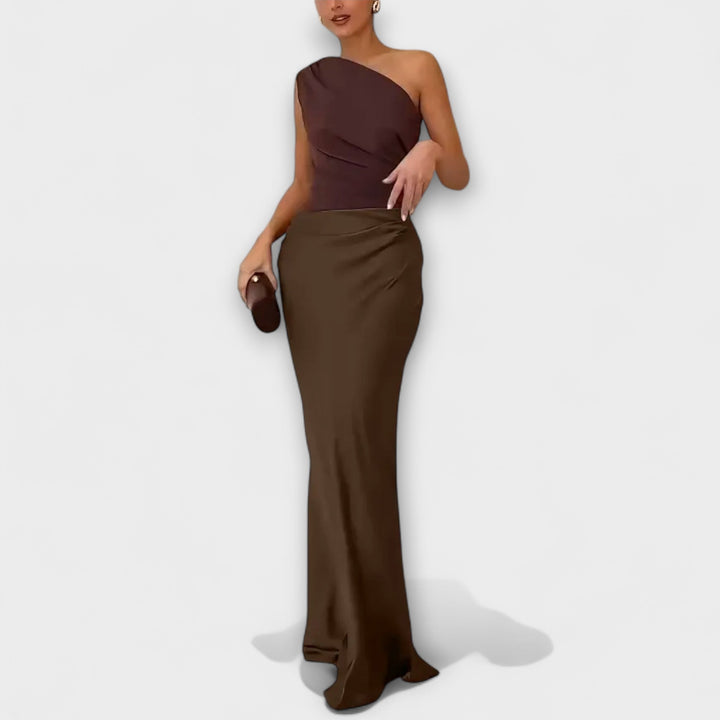 Aveline™ | One-Shoulder Pleated Maxi Dress