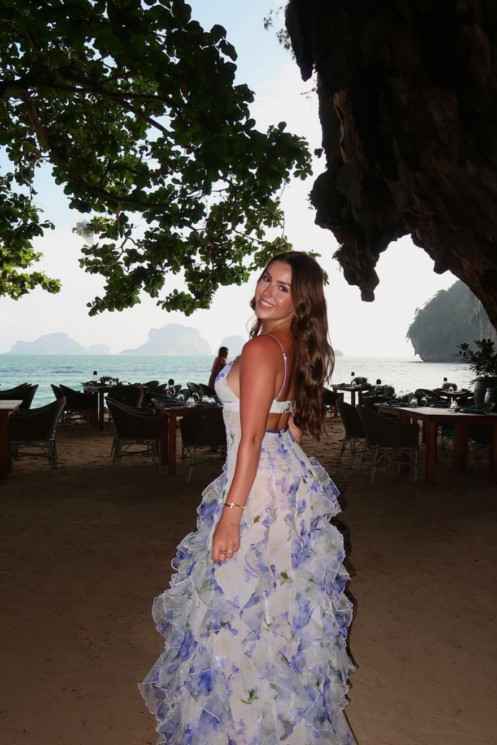 Gloria - Floral Cut-Out Split Beach Maxi Dress