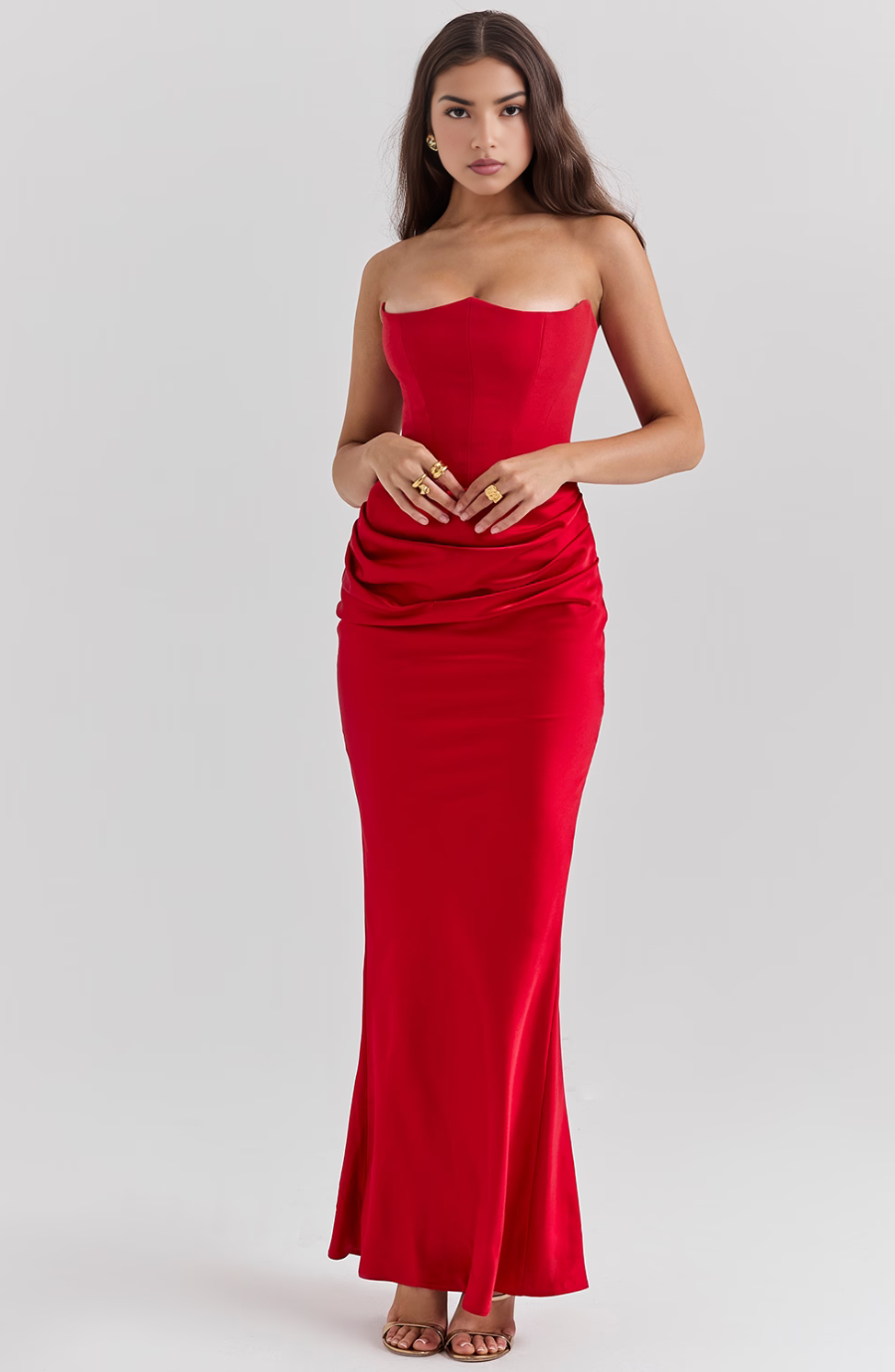 Hera - Elegant Retro Solid Color Strapless Party Dress